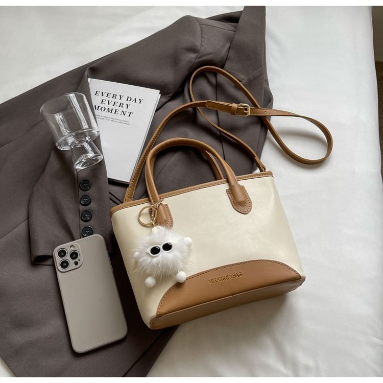 Top Handle Faux Leather Crossbody Bag + Bag Charm