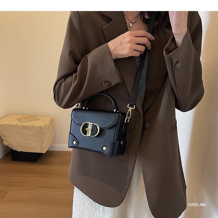 Plain Top Leather Faux Crossbody Bag Handle Flap
