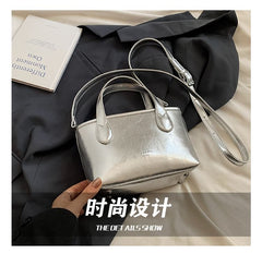 Plain Bag Leather Top Faux Handle Crossbody