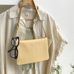 Leather Faux Plain Shoulder Flap Bag