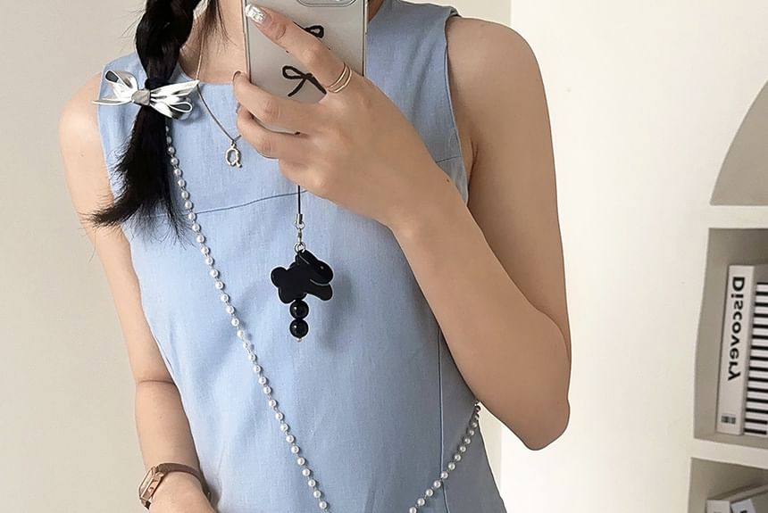 Plain Crossbody Charm Faux + Bag Pearl Leather Strap