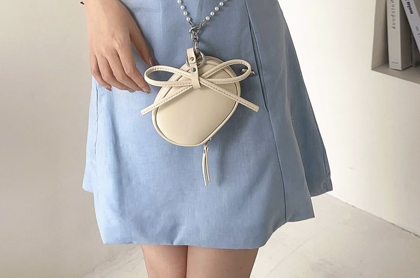 Plain Crossbody Charm Faux + Bag Pearl Leather Strap
