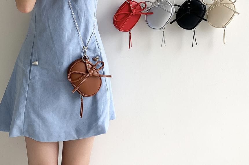 Plain Crossbody Charm Faux + Bag Pearl Leather Strap