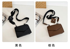 Faux Leather Plain Flap Crossbody Bag + Coin Purse