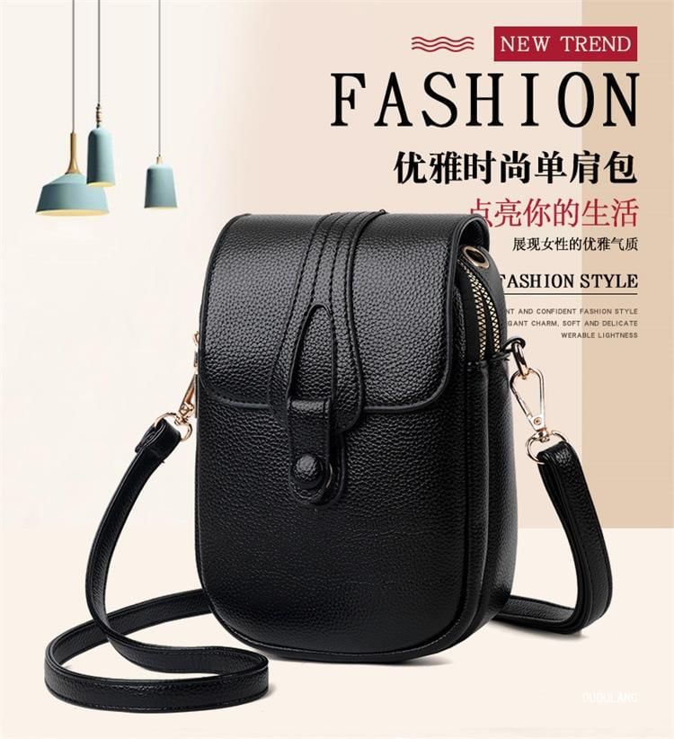 Leather Flap Faux Crossbody Bag