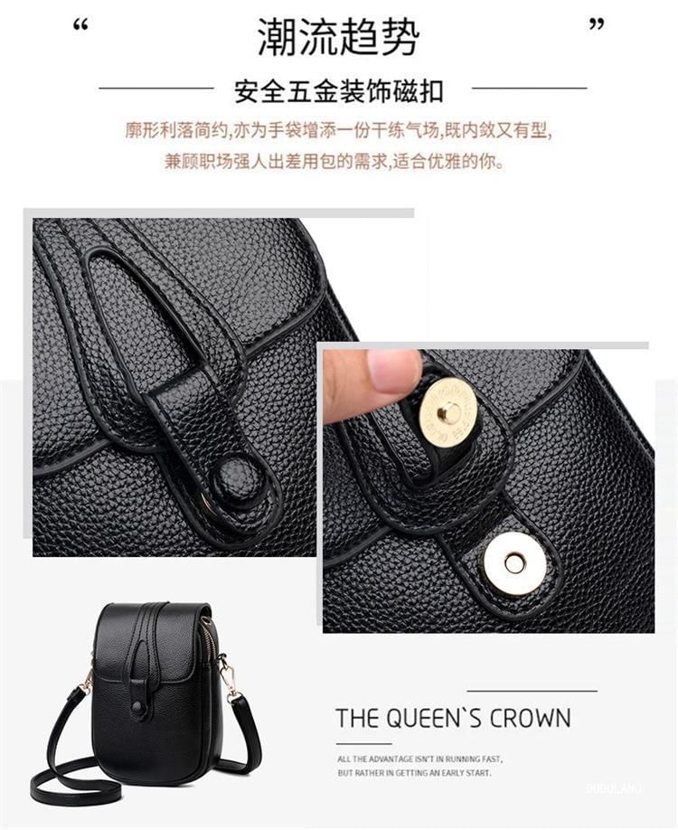 Leather Flap Faux Crossbody Bag