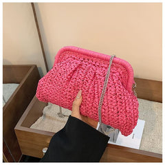 Crossbody Straw Bag Chain Strap