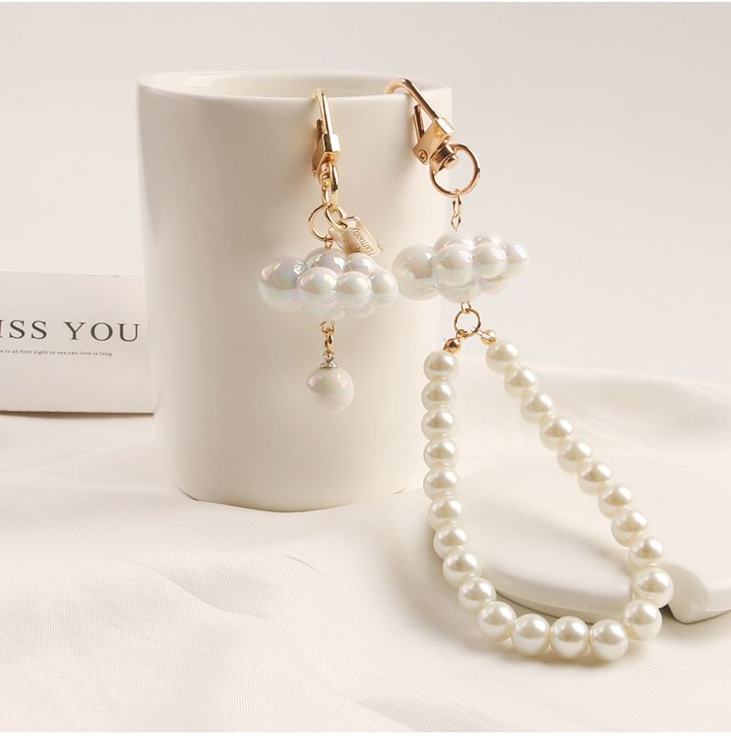 Cloud Faux Pearl Bag Charm Keyring Phone