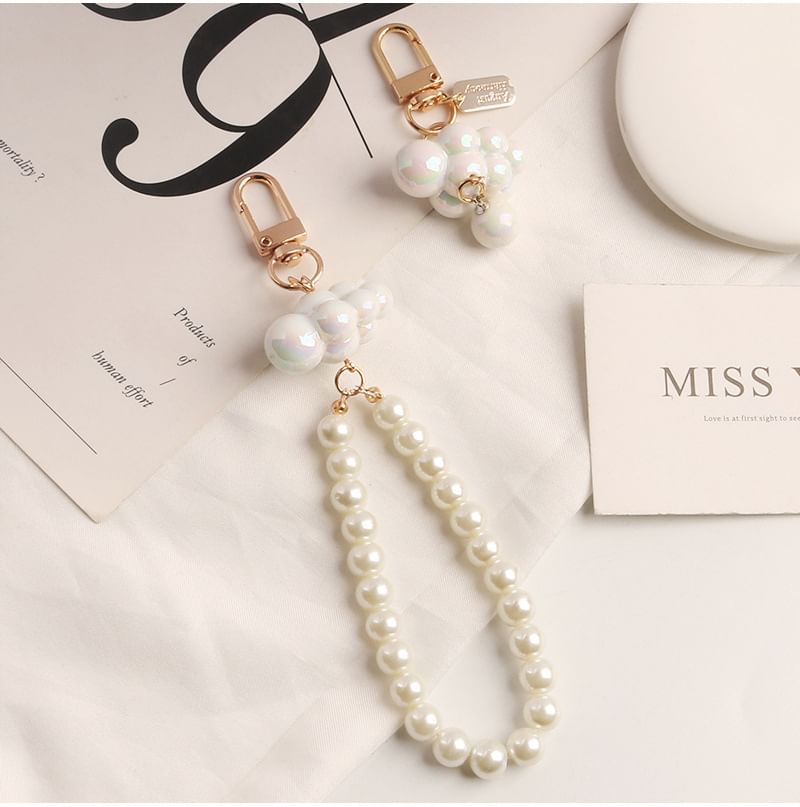 Cloud Faux Pearl Bag Charm Keyring Phone