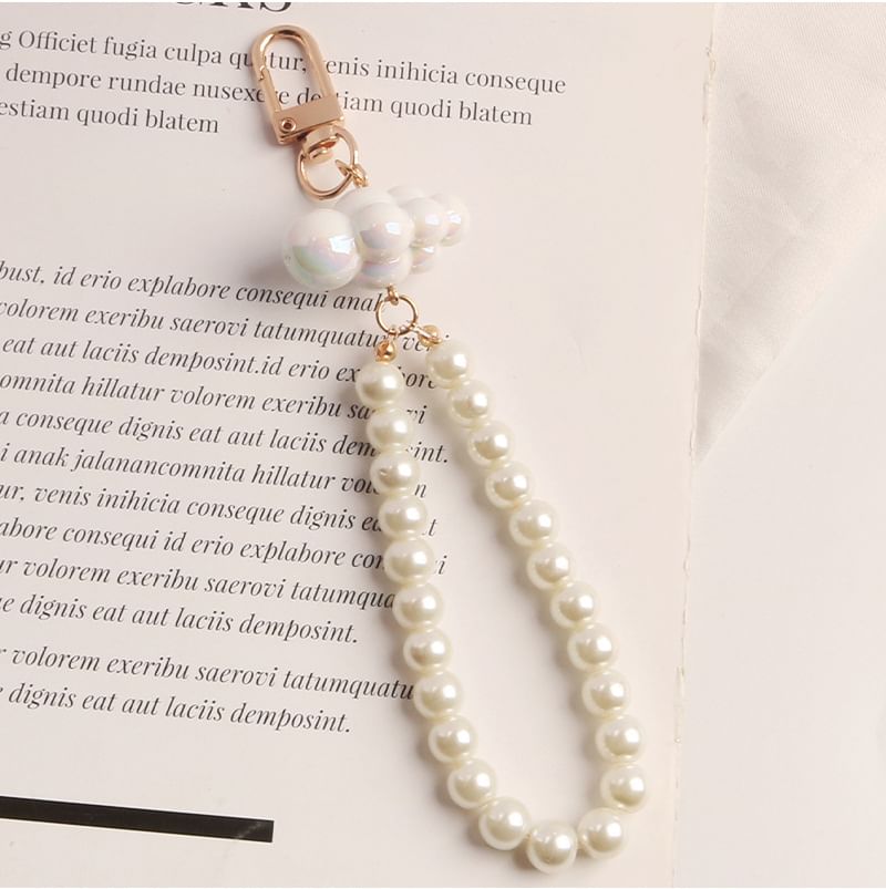 Cloud Faux Pearl Bag Charm Keyring Phone
