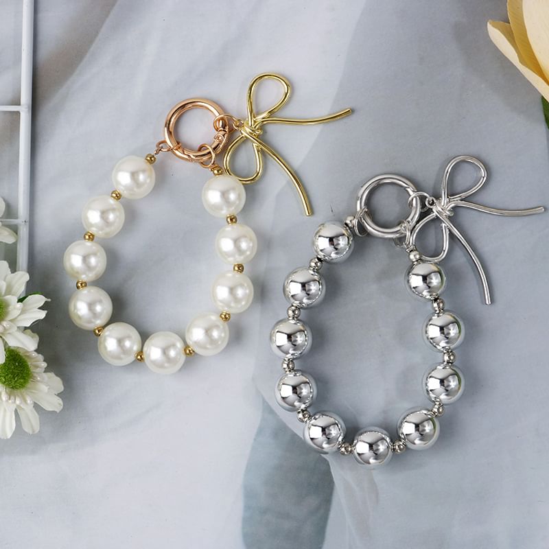 Bow / Bead Bag Charm Keyring Phone