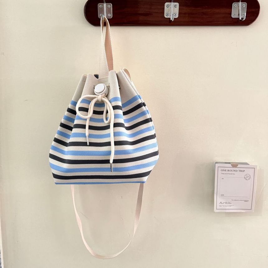 Knit Bag Drawstring Bucket Patterned