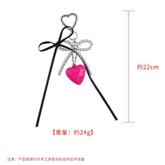 Heart Bow Faux Pearl Resin Bag Charm Keyring