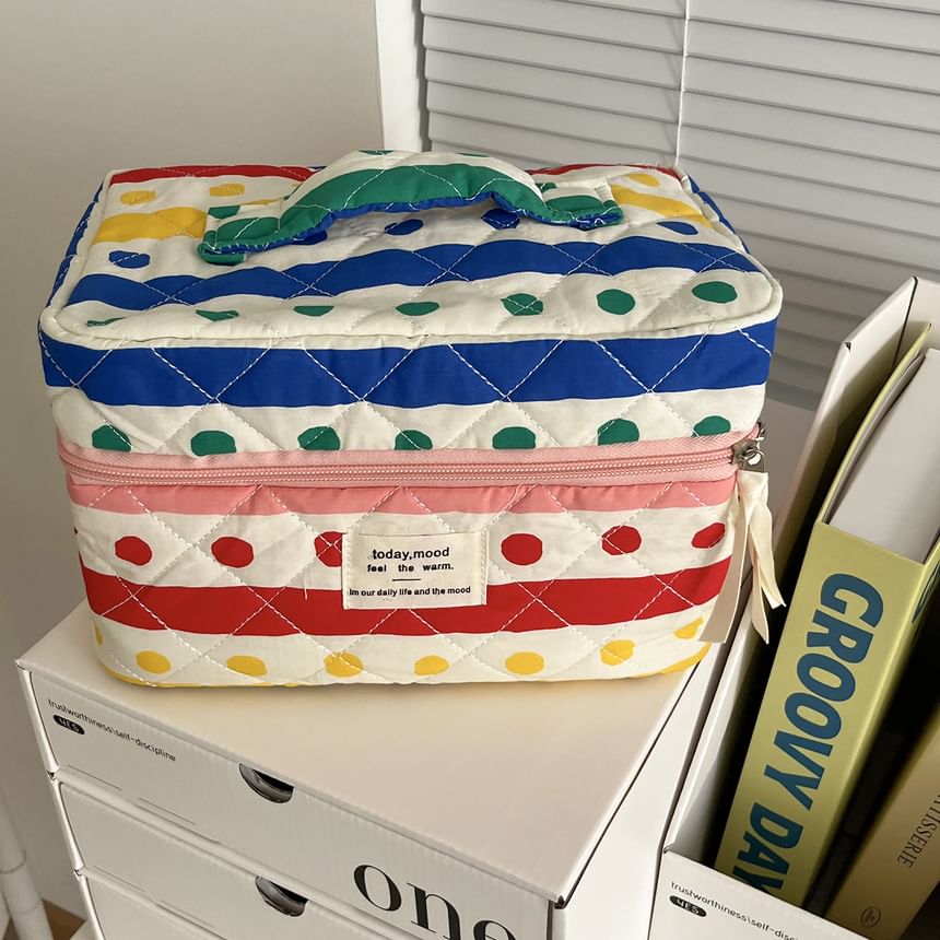 Polka Dot Fabric Makeup Bag / Clutch / Pencil Case