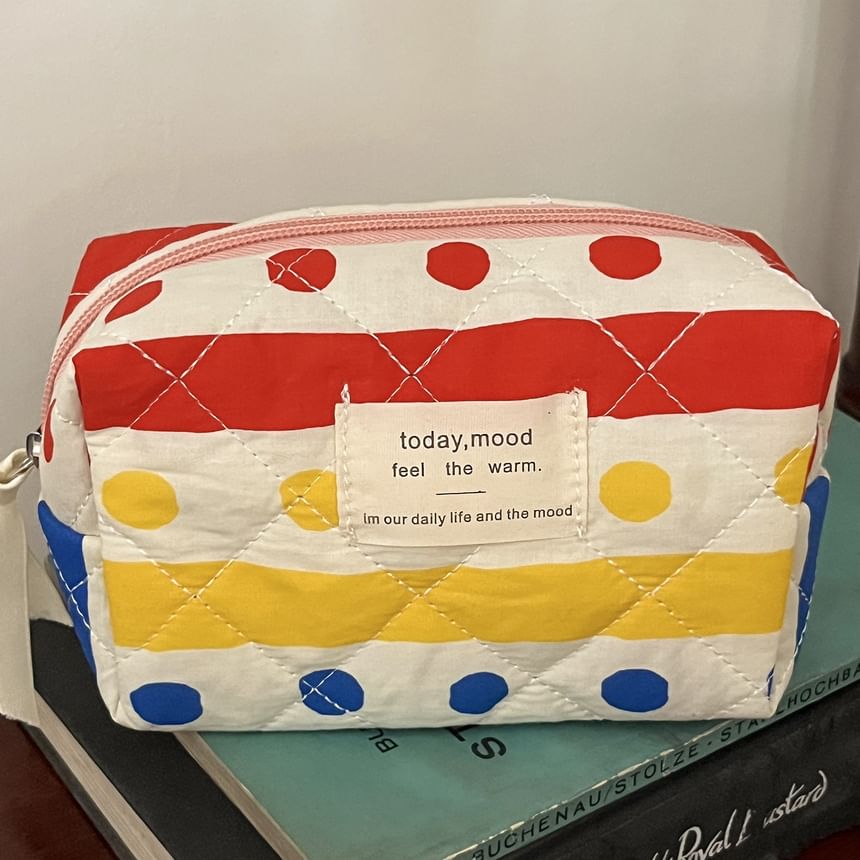 Polka Dot Fabric Makeup Bag / Clutch / Pencil Case