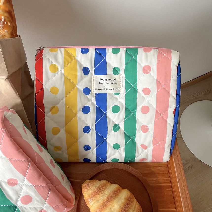 Polka Dot Fabric Makeup Bag / Clutch / Pencil Case