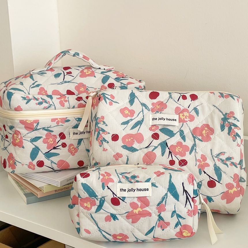 Floral Fabric Makeup Bag / Clutch / Pencil Case