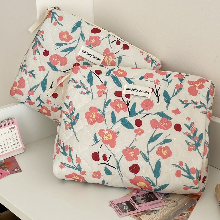 Floral Fabric Makeup Bag / Clutch / Pencil Case