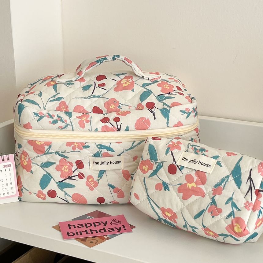 Floral Fabric Makeup Bag / Clutch / Pencil Case
