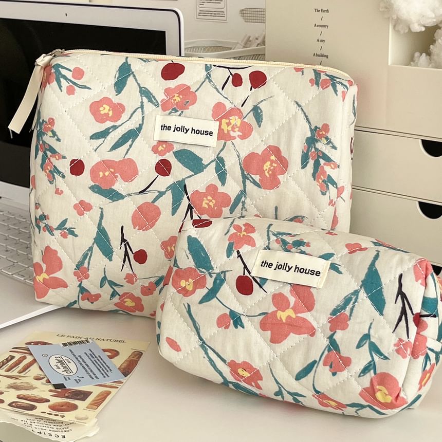 Floral Fabric Makeup Bag / Clutch / Pencil Case