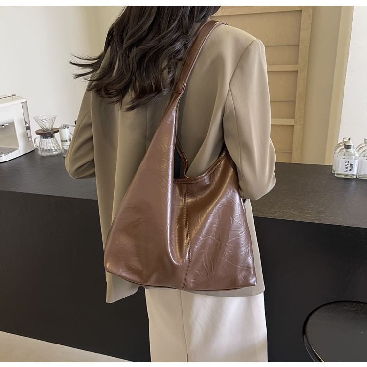 Faux Leather Shoulder Bag + Pouch