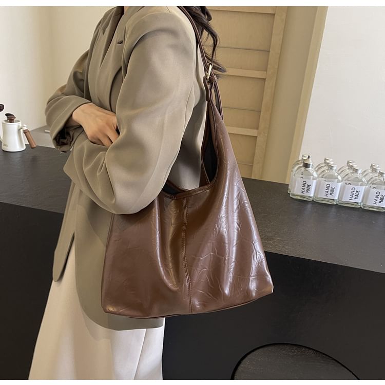 Faux Leather Shoulder Bag + Pouch