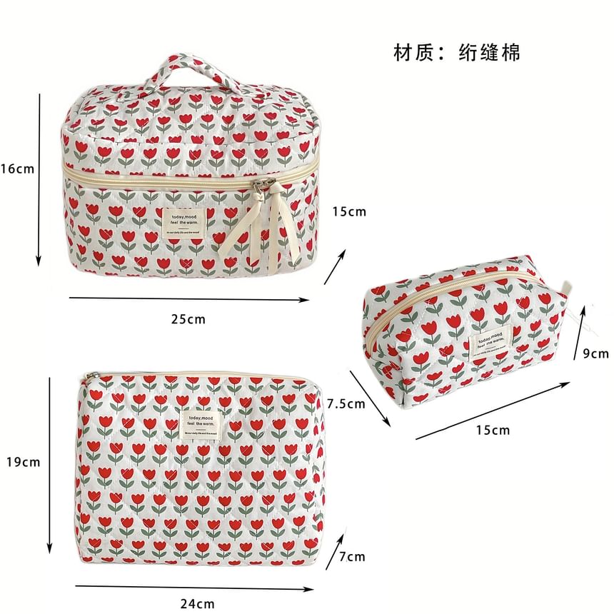 Floral Fabric Makeup Bag / Clutch
