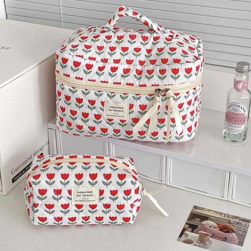 Floral Fabric Makeup Bag / Clutch