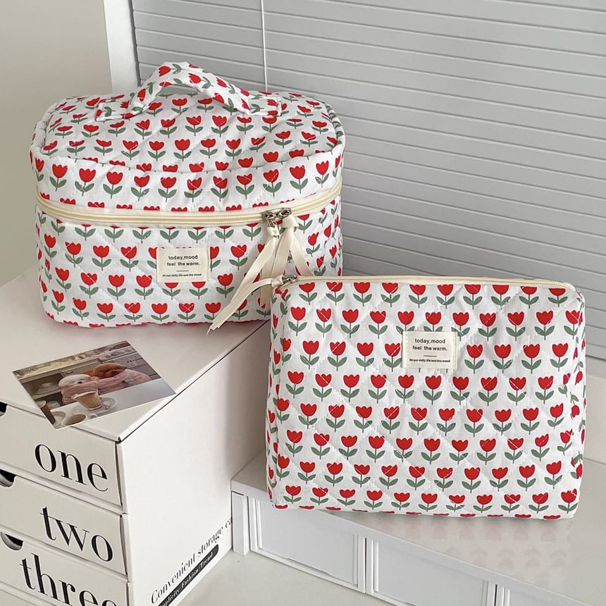 Floral Fabric Makeup Bag / Clutch
