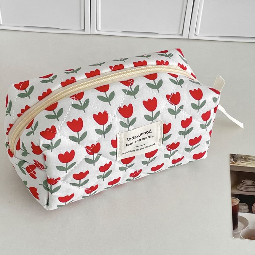 Floral Fabric Makeup Bag / Clutch