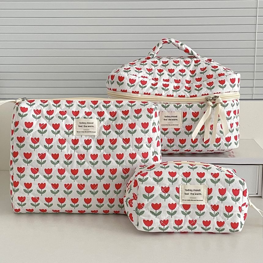 Floral Fabric Makeup Bag / Clutch