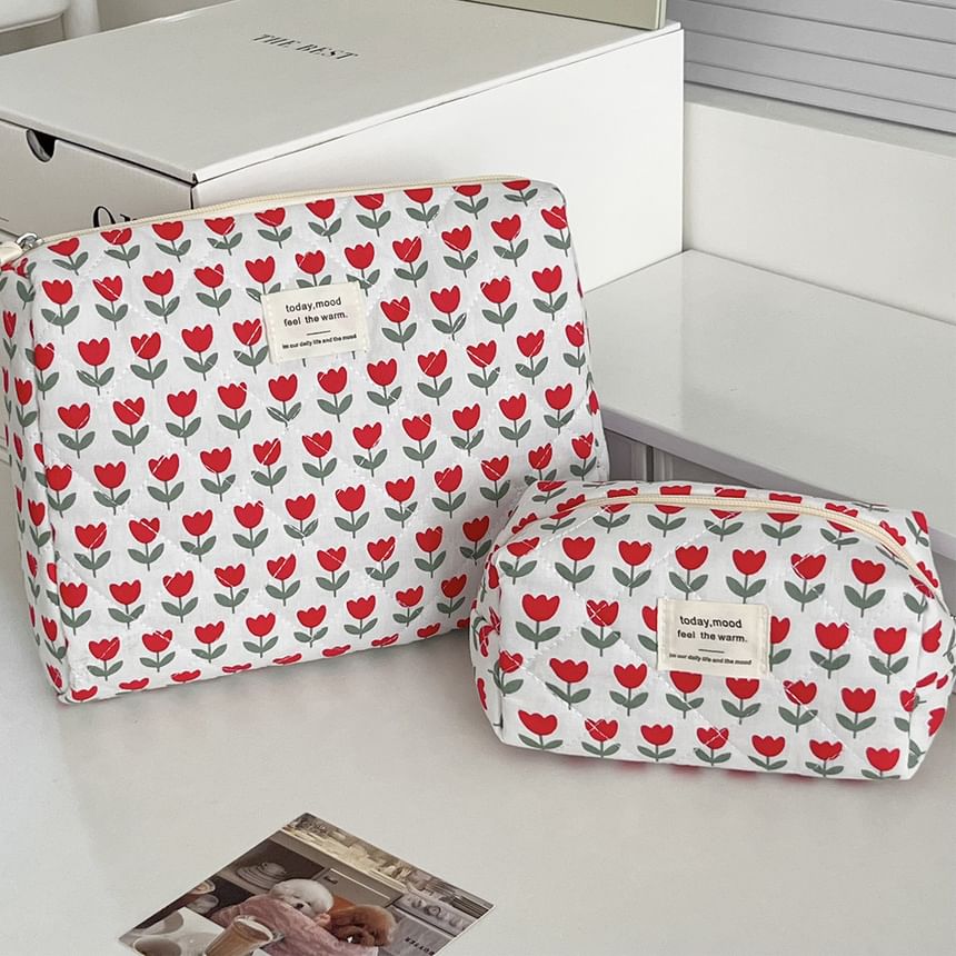 Floral Fabric Makeup Bag / Clutch
