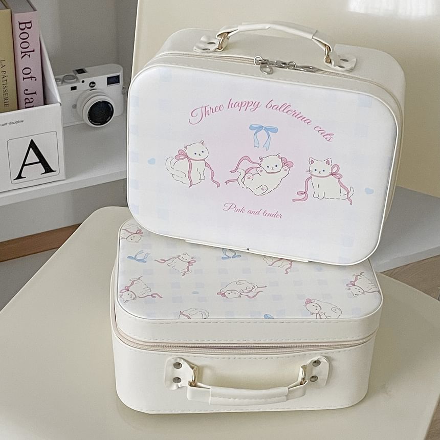 Animal Faux Leather Boxy Makeup Bag