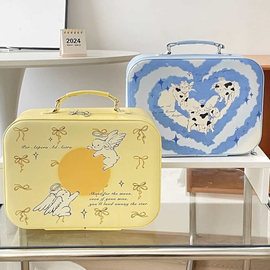 Animal Faux Leather Boxy Makeup Bag
