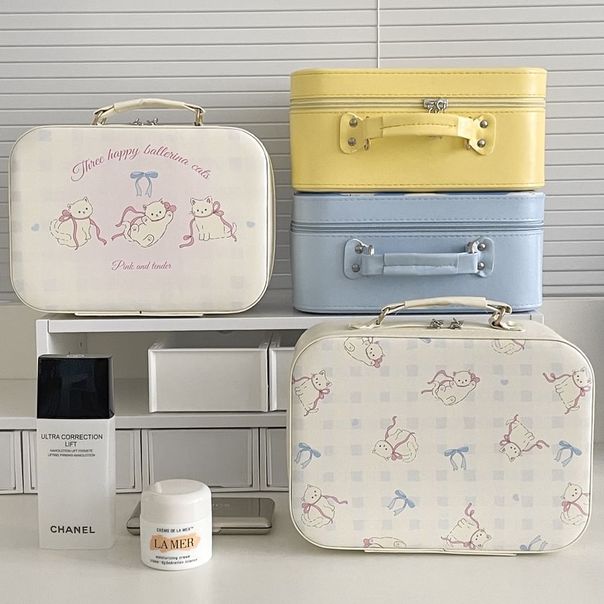 Animal Faux Leather Boxy Makeup Bag
