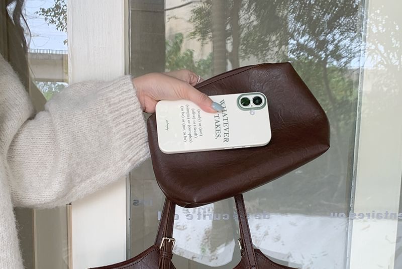 Pouch Bag With Leather Faux Tote