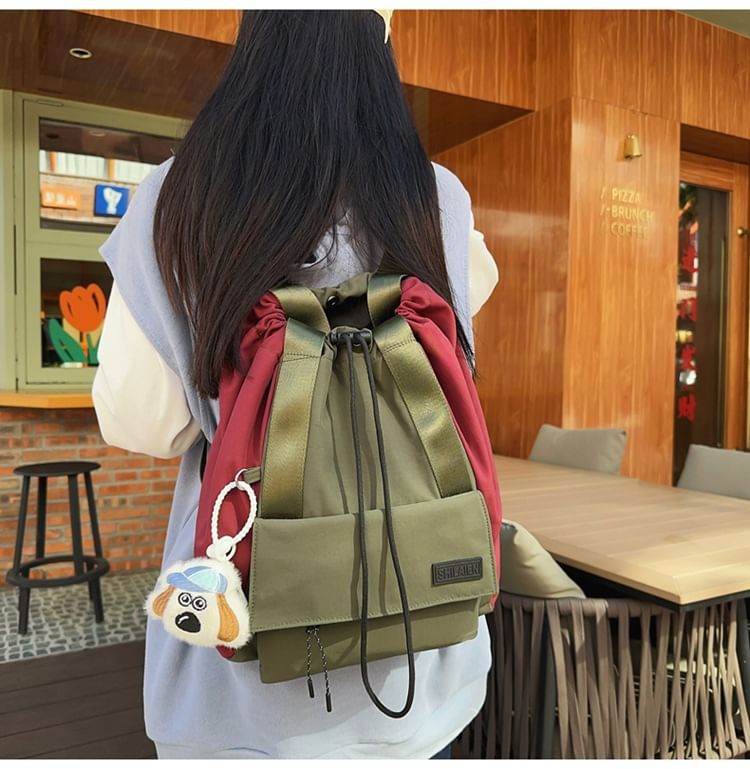 Charm / Nylon Backpack Drawstring Set Bag