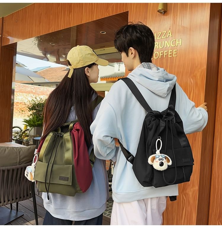 Charm / Nylon Backpack Drawstring Set Bag