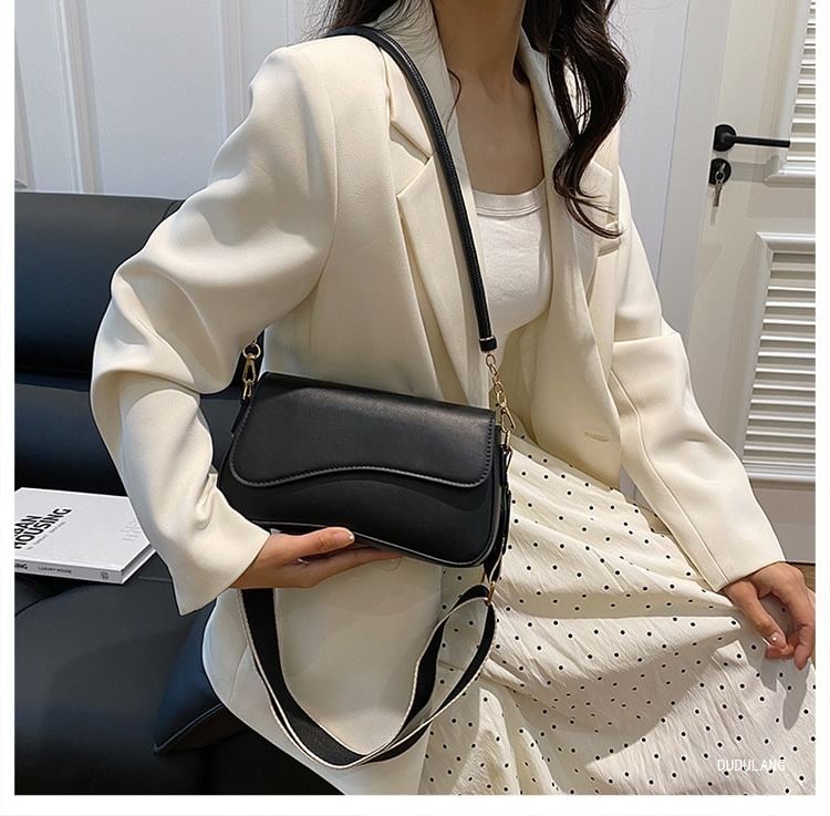 Faux Shoulder Leather Asymmetrical Bag