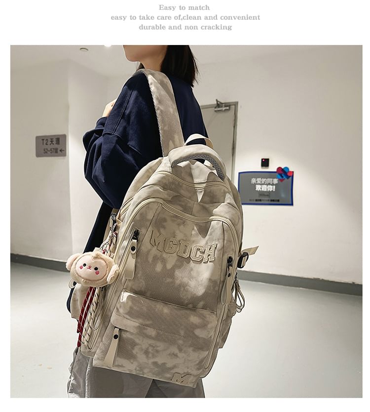 Applique / Tie Lettering Backpack Nylon Set Bag Dye Laptop Charm