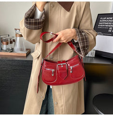 Faux Shoulder Bag Leather Buckled