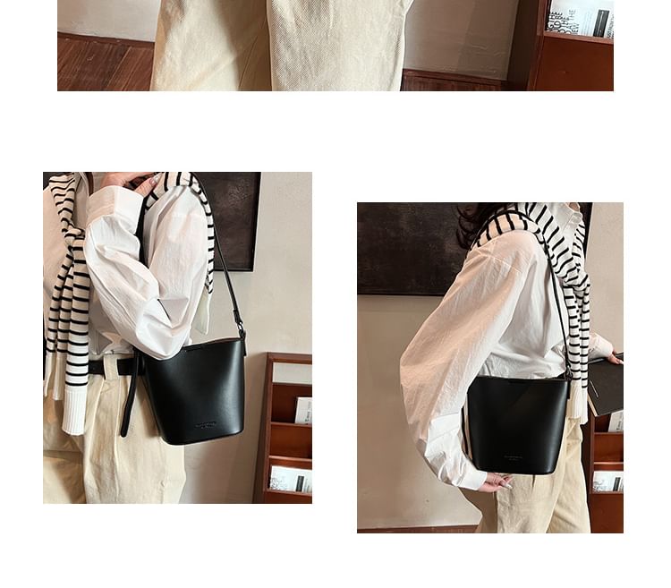 Bag Bucket Plain Leather Faux