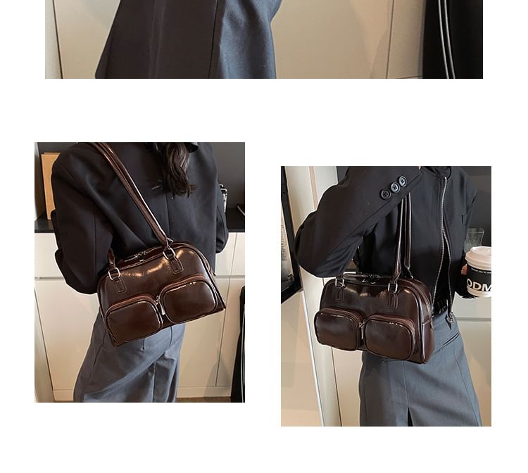 Bag Bowler Faux Leather Plain