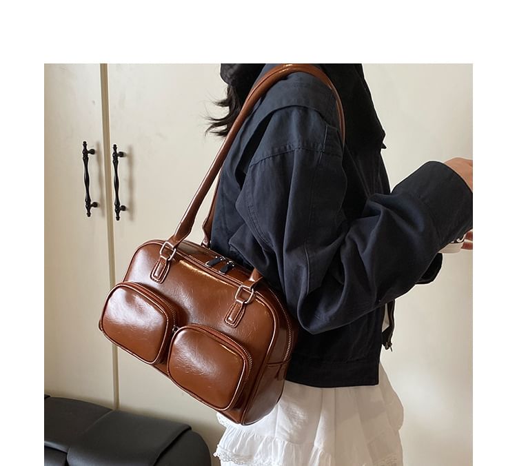 Bag Bowler Faux Leather Plain