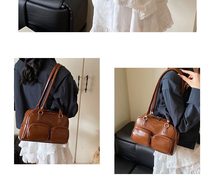 Bag Bowler Faux Leather Plain