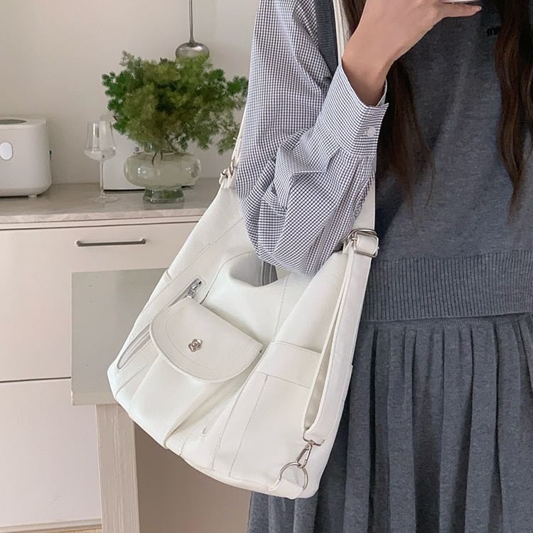 Leather Shoulder Bag Faux Plain