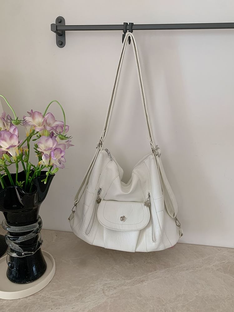 Leather Shoulder Bag Faux Plain