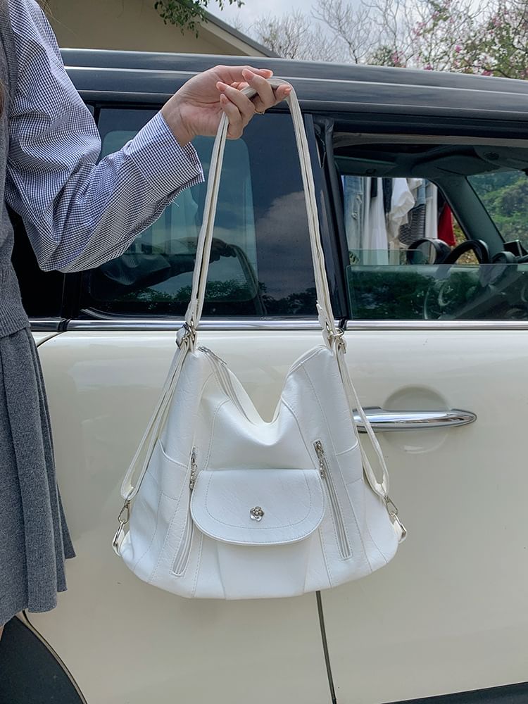 Leather Shoulder Bag Faux Plain