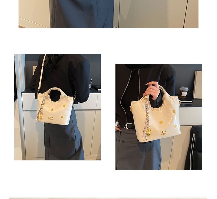 Handle Faux Leather Bag Bucket Top