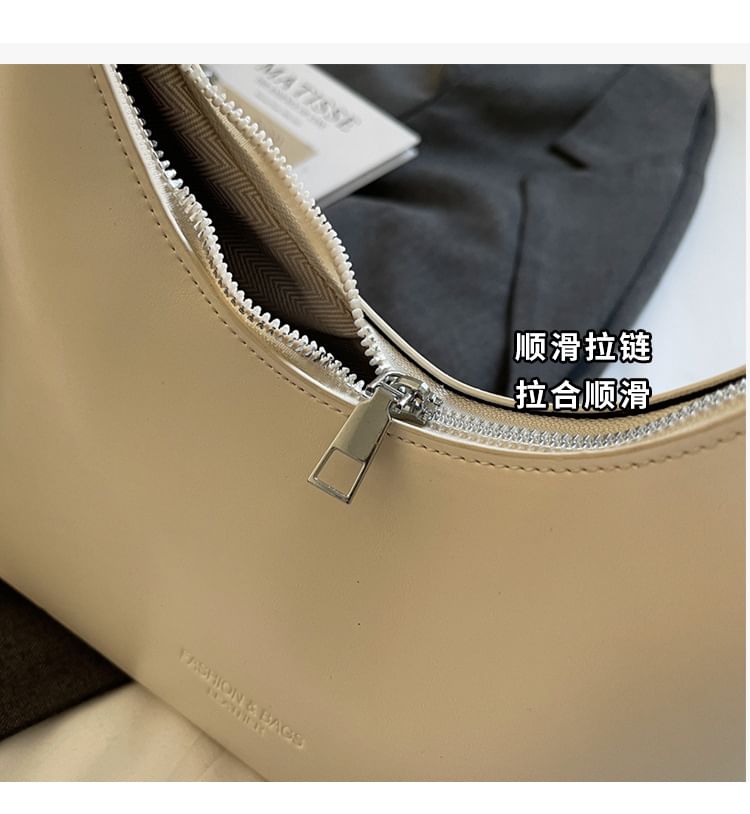 Faux Lettering Leather Shoulder Bag